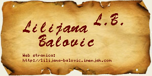 Lilijana Balović vizit kartica
